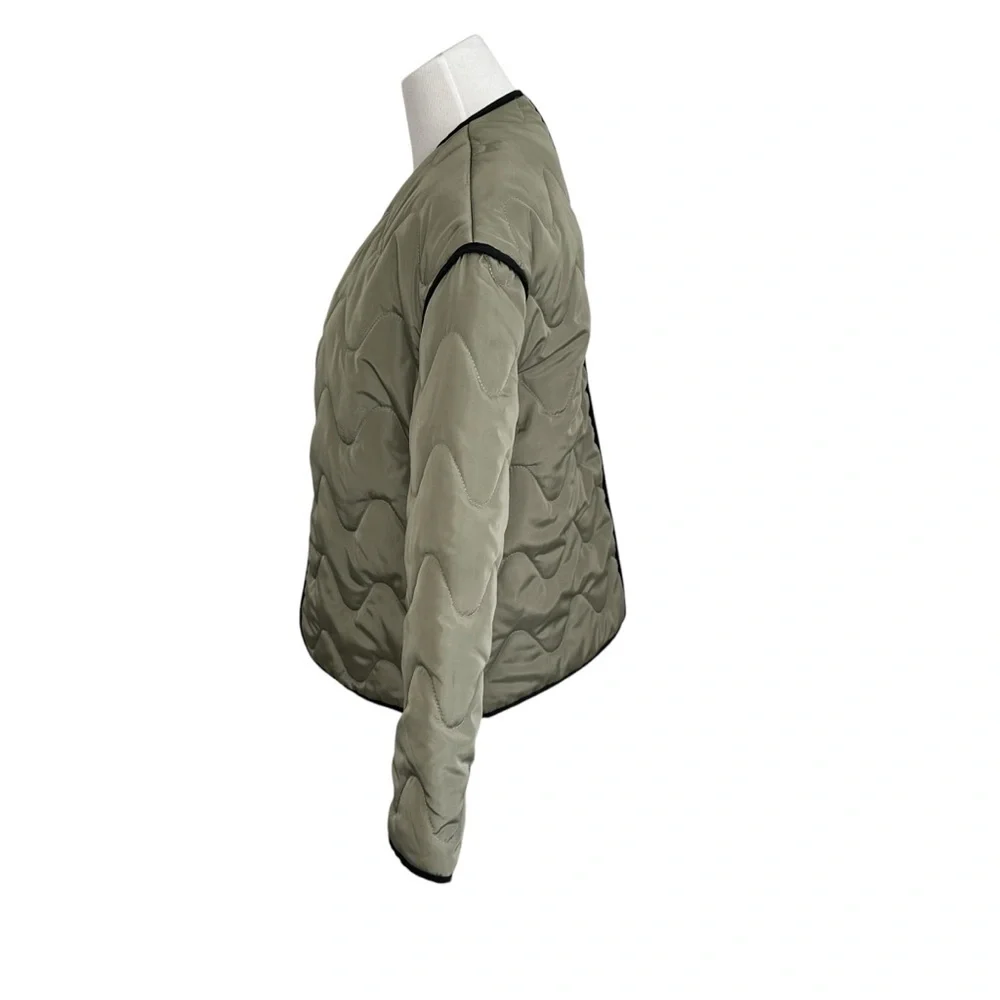 Princess Polly Womens Haven Quilted Jacket Sz 2 Green Open Front